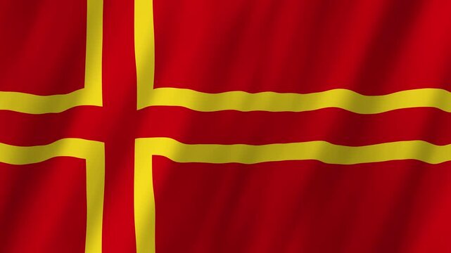 Normandy Nordic Cross Flag Waving, Saint Olaf Cross 4K Animation