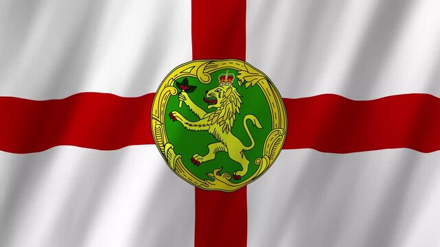 Alderney Island Flag Waving, Channel Islands 4K Animation