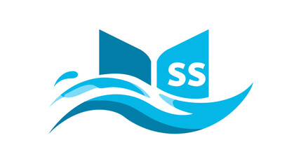 Obraz premium Abstract logo Waves and an open book form. Two 'S' inside the open book. A playful design