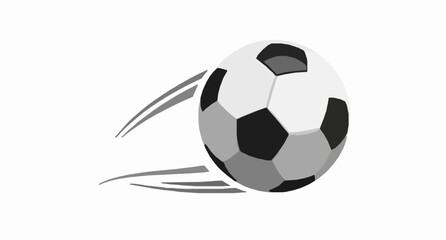 A black and white soccer ball in motion with speed lines
