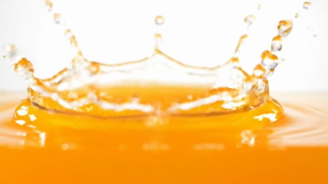 A vibrant orange slice creates a splash in bright liquid.