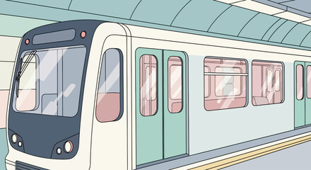 Modern Subway Train at Station Platform. © Berry