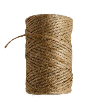 Natural jute twine displayed on a white background for crafting, transparent background