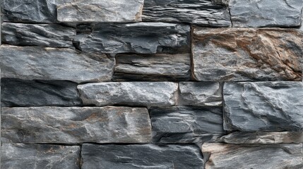 Textured Gray Slate Stone Wall Surface for Modern Interior or Exterior Design Applications and Backgrounds in Natural Rustic Aesthetic