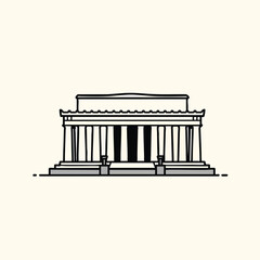 Fototapeta premium A simple, symmetrical illustration of a classical, columned structure, possibly a monument. It has steps and a rectangular shape