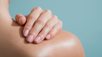 Generative AI, Skincare concept and healthy skin texture on blue background