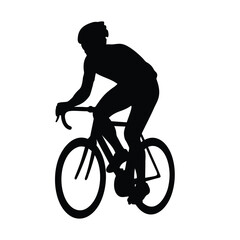 Obraz premium Silhouette of a cyclist on a road bike on white background