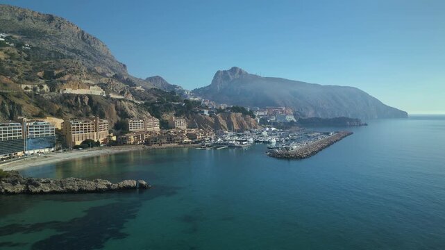 Aerial view of mascarat beach and marina