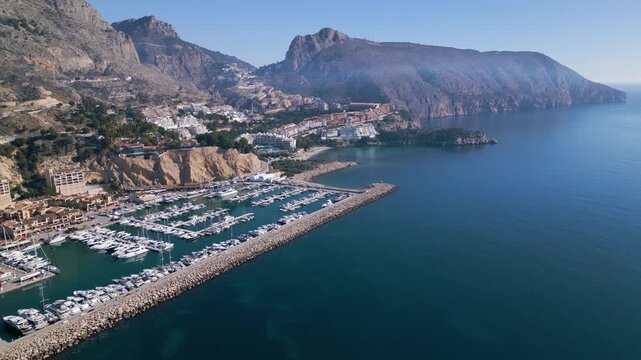 Aerial view of mascarat marina and coastline