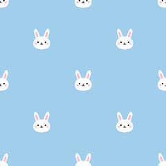 Fototapeta premium Japanese Kawaii Rabbits Seamless Pattern Cute