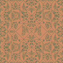 Fototapeta premium Thai Geometric Seamless Pattern Orange Tan