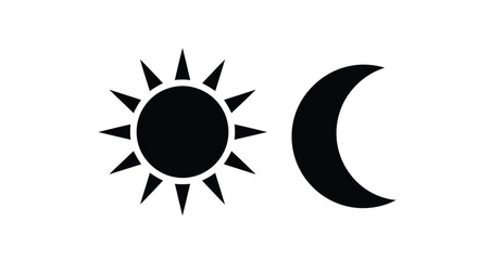 Sun and crescent moon symbols presented as a striking black silhouette © MDALTUFHOSAIN