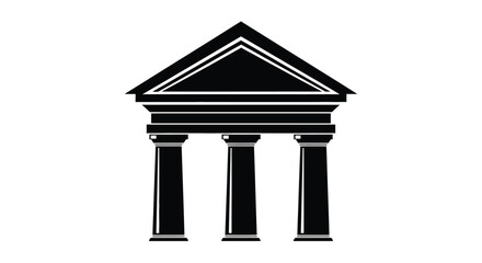 Fototapeta premium Classical building facade with columns a striking black silhouette