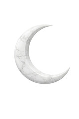 White marble crescent moon with grey veins on transparent background