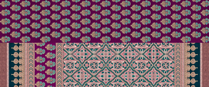 ajrak allover dupatta concept design for creating saree and dupatta ETC