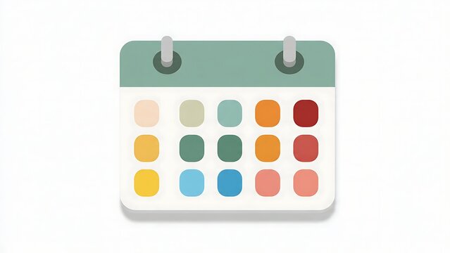 Calendar displaying a monthly view features rounded square dates in muted earthy tones to represent effective time management and scheduling.