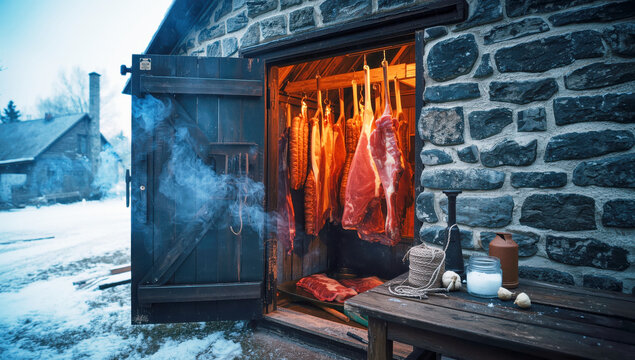  farm building for smoking and drying meat