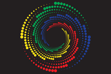 3D colorful techno background. Big data visualization on dark space with dotted lines shape decoration. Modern graphic design element dots circle style concept for banner, flyer, card. vector