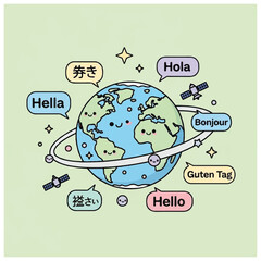 Globe Surrounded by Greeting Speech Bubbles. © biang