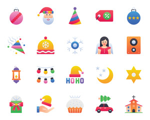 Gradient color icons set for Merry Christmas