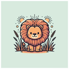 Obraz premium Cartoon Lion with Majestic Mane Illustration.