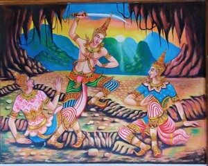 thai mural painting on wall © Contributor laos