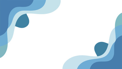 Abstract blue shapes on a white background with wavy lines and gradient colors.