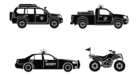 SUV and Security Vehicle Silhouette Illustration Set © Udara