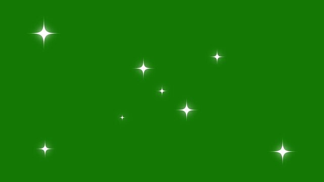 Twinkle stars starlight on chroma key black screen alpha channel. Glowing stars sparkle, magical, and decorative projects shiny Optical flare light on twinkle stars glitter.4k Animation