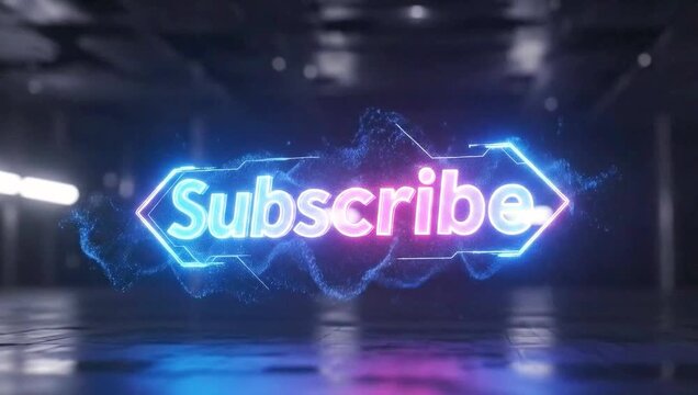Neon subscribe button animation 4k video