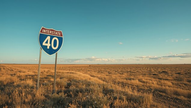 A sign for Interstate 40 on the Texas panhandle plains