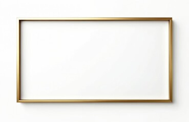 Fototapeta premium Thin gold rectangular frame on white background. Empty space for text or image. Minimalist design for invitations, certificates, or photo display.