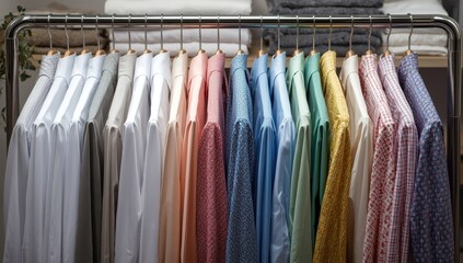 Hangers holding freshly cleaned clothes