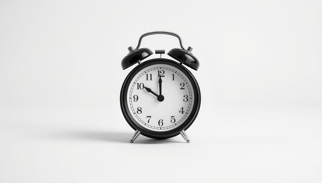 Image of a clock displaying 6:00, set against a white backdrop