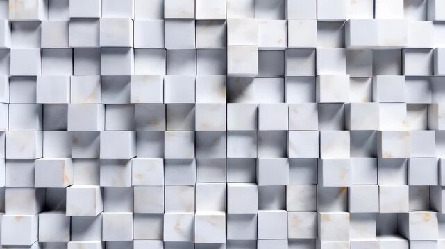 Textured White Marble Cube Pattern for Elegant Interior Design and Architectural Projects