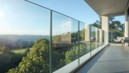 Reinforced frameless laminated glass barrier for outdoor use