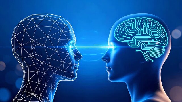 Human head with digital brain connection