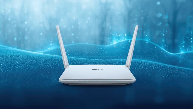 White Wi-Fi 7 router with Internet standards b, g, n, ac