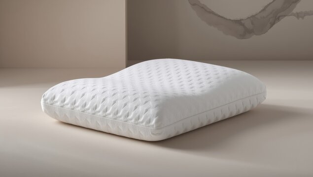 White arrow-patterned soft memory foam pillow with a convex texture