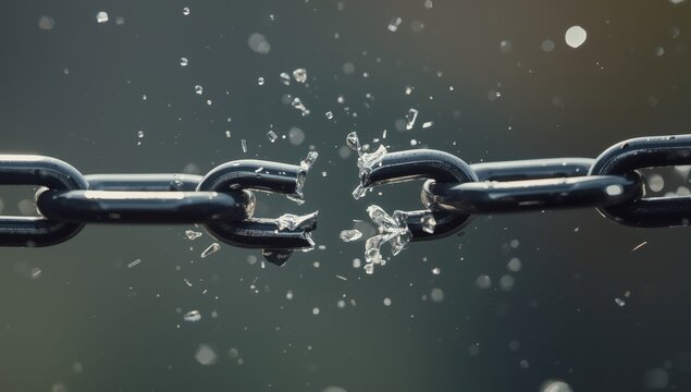 zoom in on the chain snapping from tension