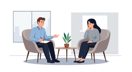 Psychologist consulting patient in office setting