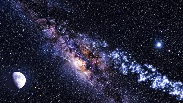 Bright star explosion in outer space with celestial bodies and stars