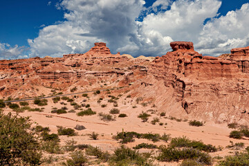 The landscape and colorful rock formations of the Quebrada de Cafayate near Salta in Argentina
