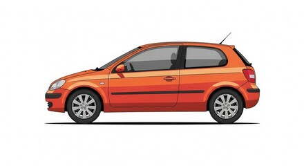 Compact Orange Hatchback Car Side View for Urban Transportation