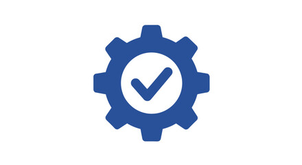 Obraz premium Blue Gear Icon with Checkmark Inside.