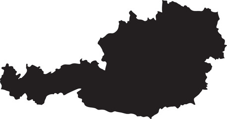 Black silhouette map of Austria a simple vector illustration representing the countrys geography for travel and informational purposes isolated on a white background © qurat