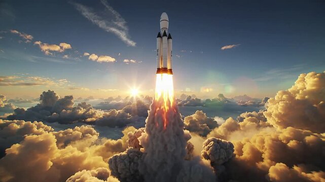 Rocket Launch Above the Clouds Cinematic 4K