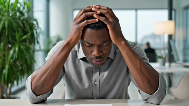 A business loss financial tension heavy workload professional burnout depression and mental health crisis. AI