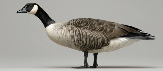 Canada goose profile, grey background, wildlife