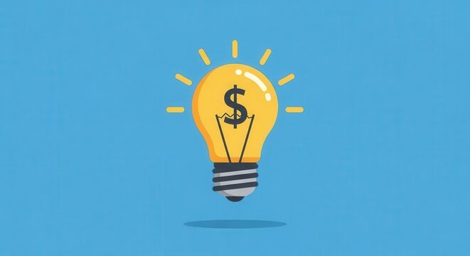 Innovative Business Concept Illustration Featuring a Lightbulb with Dollar Sign